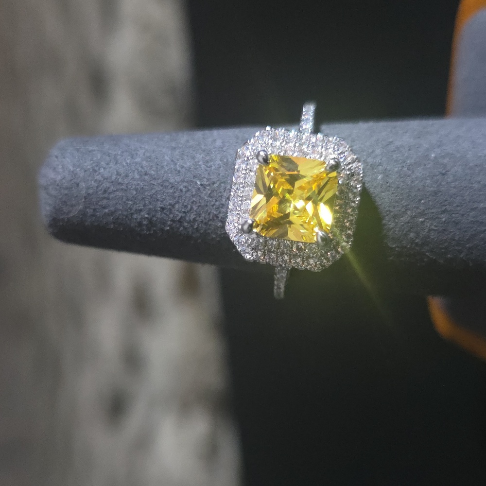Octa Pearl Yellow and Silver Women's Ring - Picture 5 of 5